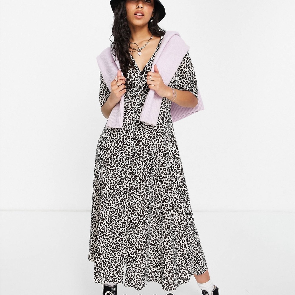 ASOS animal print dress with buttons